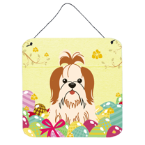 Carolines Treasures BB6087DS66 Easter Eggs Shih Tzu Red White Wall or Door Hanging Prints