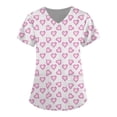 thumbnail image 1 of LSLJS Women's Fashion Short Sleeve V-Neck Tops Working Uniform Printing Pocket Blouse Tops, Womens Plus Scrubs, 1 of 3