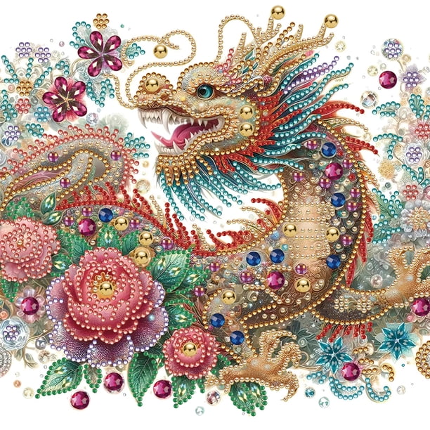 Kit Con Forma Especial Parcial 5D DIY Magnífico Dragón 30x30cm