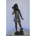 thumbnail image 2 of Nifao Standing Girl Listening to a Shell Bronze Statue – Home Office Decor Sculpture, 16"L x 12"W x 37"H, 2 of 10