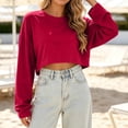 thumbnail image 6 of Enjoytime Sweatshirt for Women Casual Trendy Solid Long Sleeve Crop Top Fall Fashion Comfy Crew Neck Sweatshirts, 6 of 6