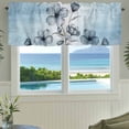 thumbnail image 3 of Blue Flower Farmhouse Short Window Curtain Valances, Retro Gradient Texture Painting Plant Leaf Rod Pocket Kitchen Valances for Living Room Bedroom Bathroom Cafe 42" x 18", 3 of 8