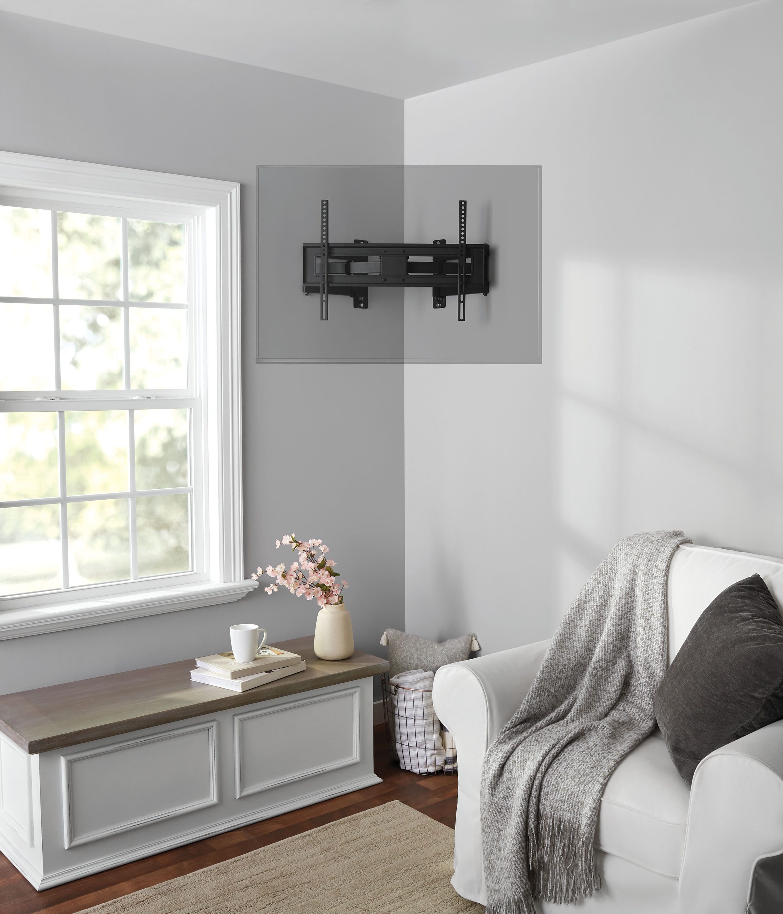 ONN CORNER FULL MOTION TV MOUNT FOR 37″ TO 70″ TVS, UL LISTED, SWIVEL ±60°, UP TO ±20°TILTING