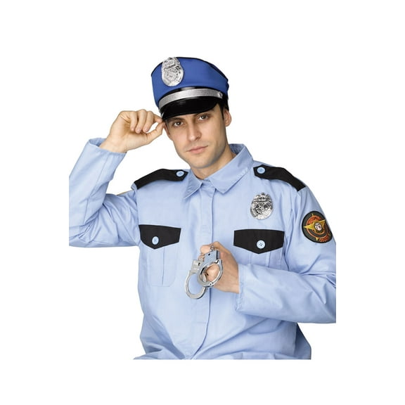 Fun World Police Man 3pc Men Costume Accessory Set, Blue Black Silver, One-Size