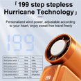 thumbnail image 5 of Mini Handheld Fan, 199 Speeds Rechargeable Portable Fan with Digital Display, USB Pocket Fan with Lanyard, Quiet Bladeless Cooling for Travel, Office, 5 of 12