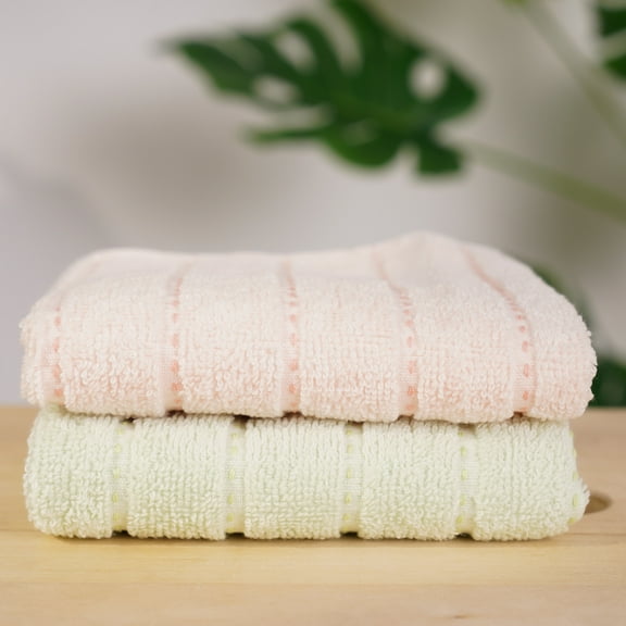 Inosoo Cotton Washclothes, Green & Pink 2 Pack