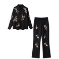 thumbnail image 3 of Ensemble Chemise à Sequins Décontractée pour Femmes Chic Col à Revers Manches Longues Pantalon Taille Élastique Ensemble de Printemps, 3 of 13