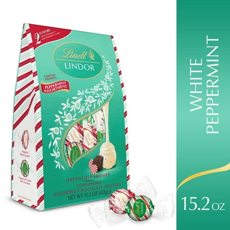 Lindt Lindor Assorted Peppermint Chocolate Candy Truffles Bag, 15.2 oz