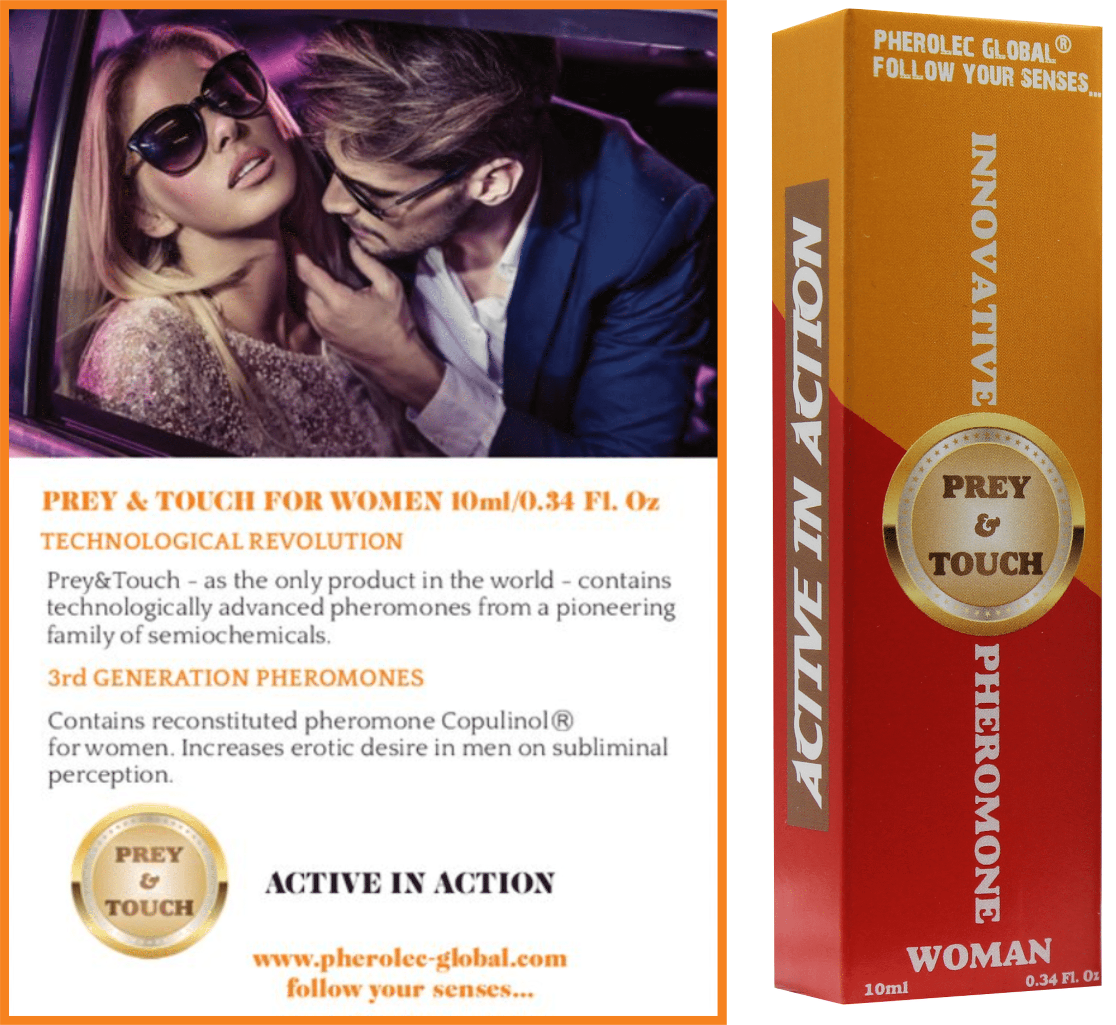 Pherolec Global Prey&Touch 100% Pheromone for Women Pheromones Perfume for Women to Seduce Men Essential Oil Long-lasting Infused Scent Travel Perfume Con Feromonas for Womens Fragrances 0.27 Fl. Oz.