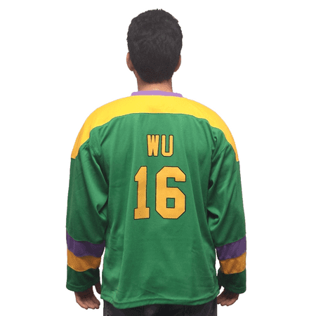 Ken Wu #16 Mighty Ducks Movie Hockey Jersey Kenny Costume D2 Uniform Sweater 90s