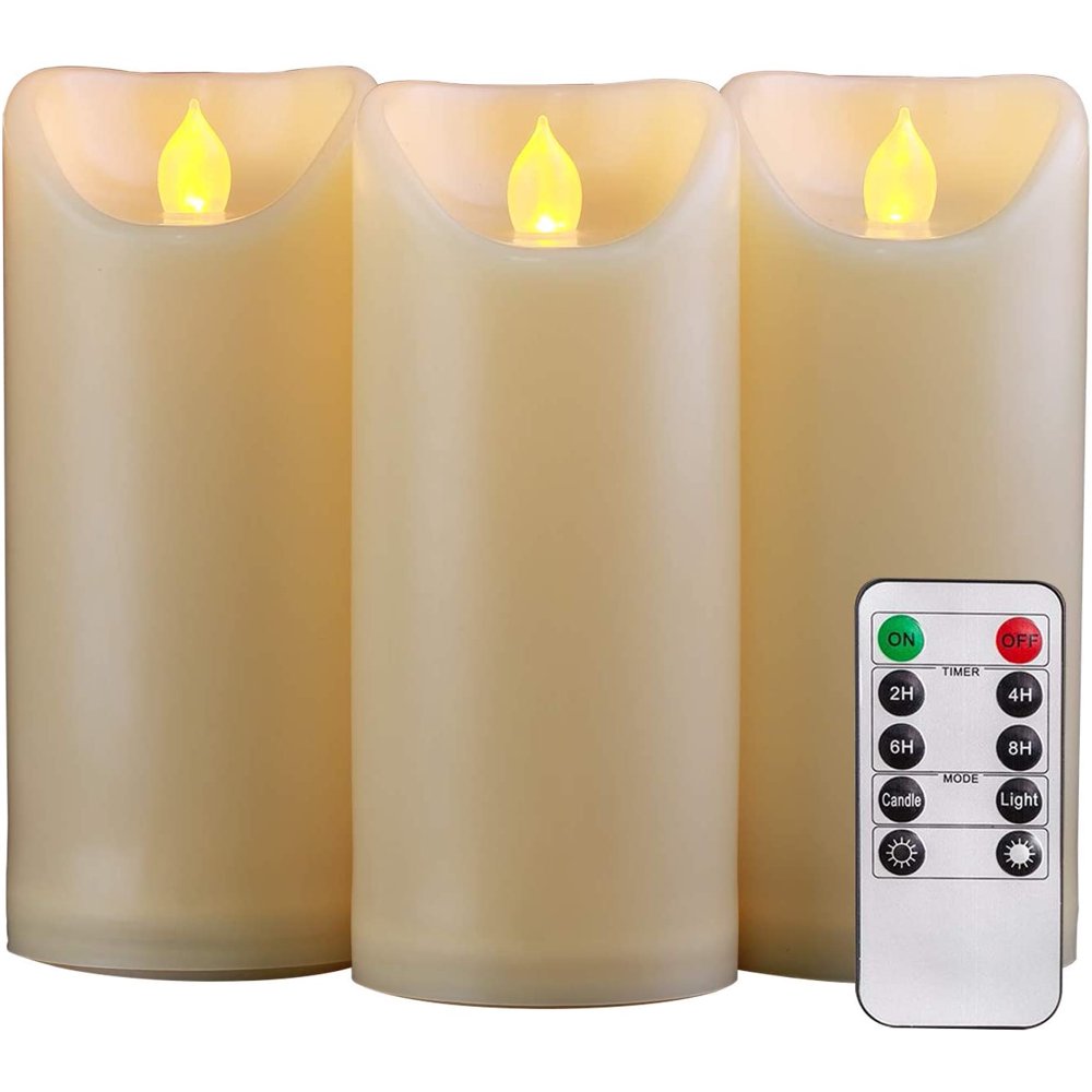 Homemory 3PCS 7' 7' 7' Waterproof Flameless Candles with Timer and