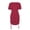 1_Red, variant on Asxite Summer Dresses for Women Casual Solid Round Neck Adjustable Drawstring Short Sleeve Slim Sundress