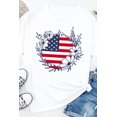 thumbnail image 3 of ABPHQTO Camiseta gráfica con cuello redondo y estampado de flores de la bandera estadounidense blanca para mujer, 3 of 5