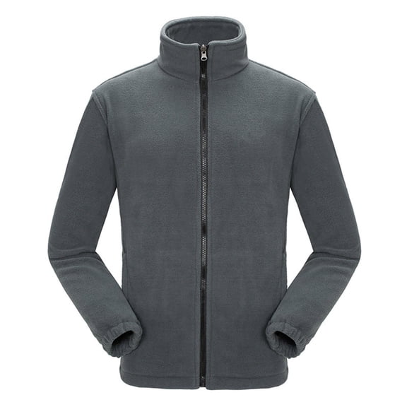 FAIOROI Outdoor Jackets for Women- Zipper Fleece without Hood Warm Thick Casual Womens Winter Coats Dark Gray Size L