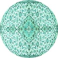 thumbnail image 1 of Ahgly Company Machine Washable Indoor Round Persian Turquoise Blue Traditional Area Rugs, 4' Round, 1 of 4