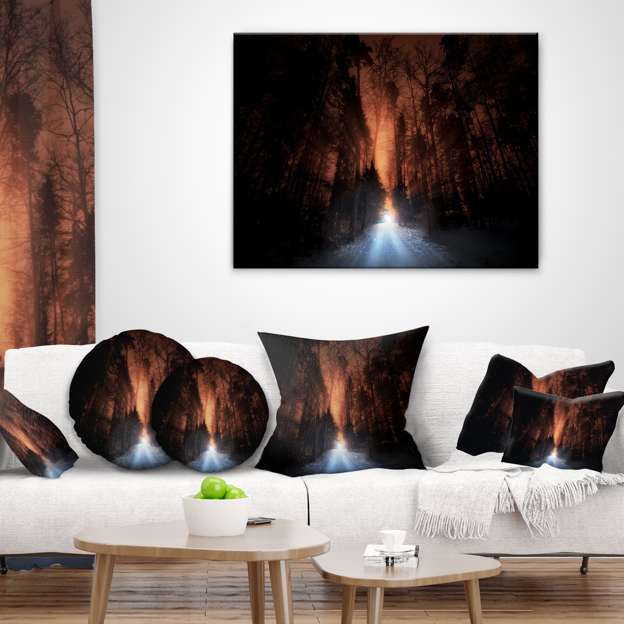 Designart Picturesque Autumn Forest - Forest Throw Pillow - 18x18