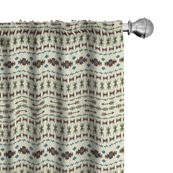 Ambesonne Tribal Curtains, Aztec Native, Pair of 28"x63", Beige and Brown