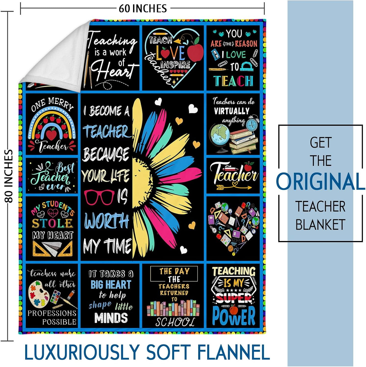 Teacher Appreciation Blanket - Thank You Gift for Women & Men Teachers, Back to School or End of Year Gift