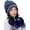 Dark Blue, variant on PIKADINGNIS Women Girls Warm Winter Hats Gloves Set Soft Knitted Fuzzy Thick Pom Pom Bearies Fleeze Lined Slouchy Cap