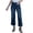 Blue, variant on Wyobmus Women's Straight Leg Jeans Low Rise Stretchy Wide Leg Denim Pants Work Trousers With Patch Pockets Blue