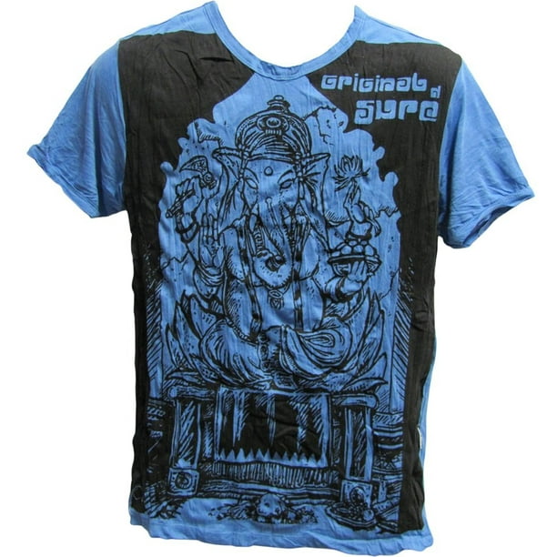 Sure Mens Ganesh Yoga Hippie Boho Froissé T-Shirt en Coton 54