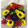 thumbnail image 2 of Admired by Nature ABN1B010-RD-YW-PUR 36 Stem Artificial Spring Dahlia & Sunflower Mixed Flower Bush - Red, Yellow & Purple, 2 of 2