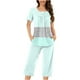 thumbnail image 2 of Sexy Pijama Conjunto para las Mujeres, Cuello Redondo Blusa de Manga Corta Y Pantalones, Traje de Moda Casual, 2 of 9