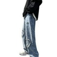 thumbnail image 6 of Aoochasliy Mens Jeans Valentine's Day Street Ink Jeans Men's Loose Straight Leg Personality Old Pants Love Straight Leg Pants, 6 of 9
