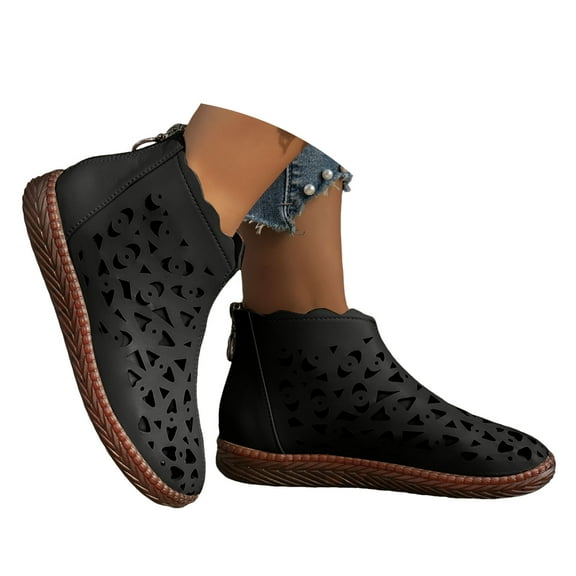 IUJSOY Walking Shoes Women Hollow out High Top Sneakers Casual Back Zipper Summer Ankle Boots