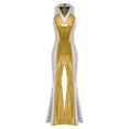 thumbnail image 3 of YiZYiF Womens 70s 80s Disco Costume Shiny Metallic Flared Pants Jumpsuit for Dance Party Halloween Gold L, 3 of 6
