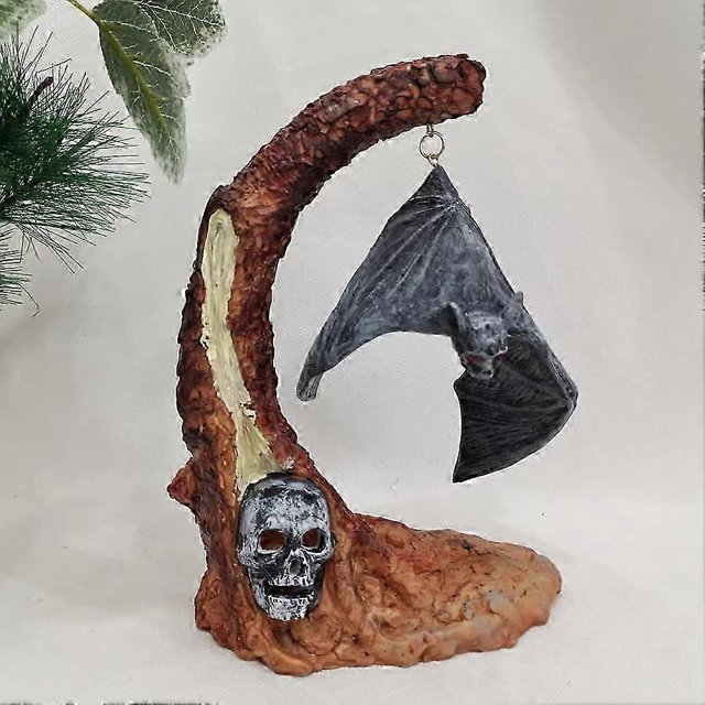 Halloween Lantern Lights, Halloween Resin Pumpkin Skull Figurine Statue, Ornaments for Fireplace Desk Windowsill