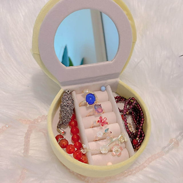 pitrice Chic Jewelry Storage Case for Girls Women Rings Necklace Chair Cream Yellow