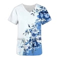 thumbnail image 3 of Uootdi Scrubs for Women Floral Graphic Print V Neck Medical Uniforms Tops Modern Workwear Short Sleeves with Pockets Gift, 3 of 5