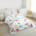thumbnail image 3 of Manfei Kids Children Cartoon Dinosaur Full Size Comforter Sets 3-Piece,Kawaii Animal Dino Bedding Comforter Set,Cute Jungle Wildlife Lightweight Bedding Sets,Breathable Home Decor,Reversible, 3 of 8