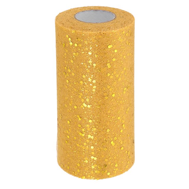 Uxcell Tulle Fabric Rolls, Fabric Spool Tulle Sparkling Ribbon Netting Sequin for DIY Tutu Skirts Crafts Wedding Gold