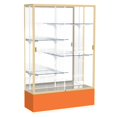 thumbnail image 1 of Waddell 374MB-GD-OR Spirit 48 x 72 x 16 in. Orange Base Floor Display Case with 4 ft. Length, Mirror Back - Champagne Gold, 1 of 7