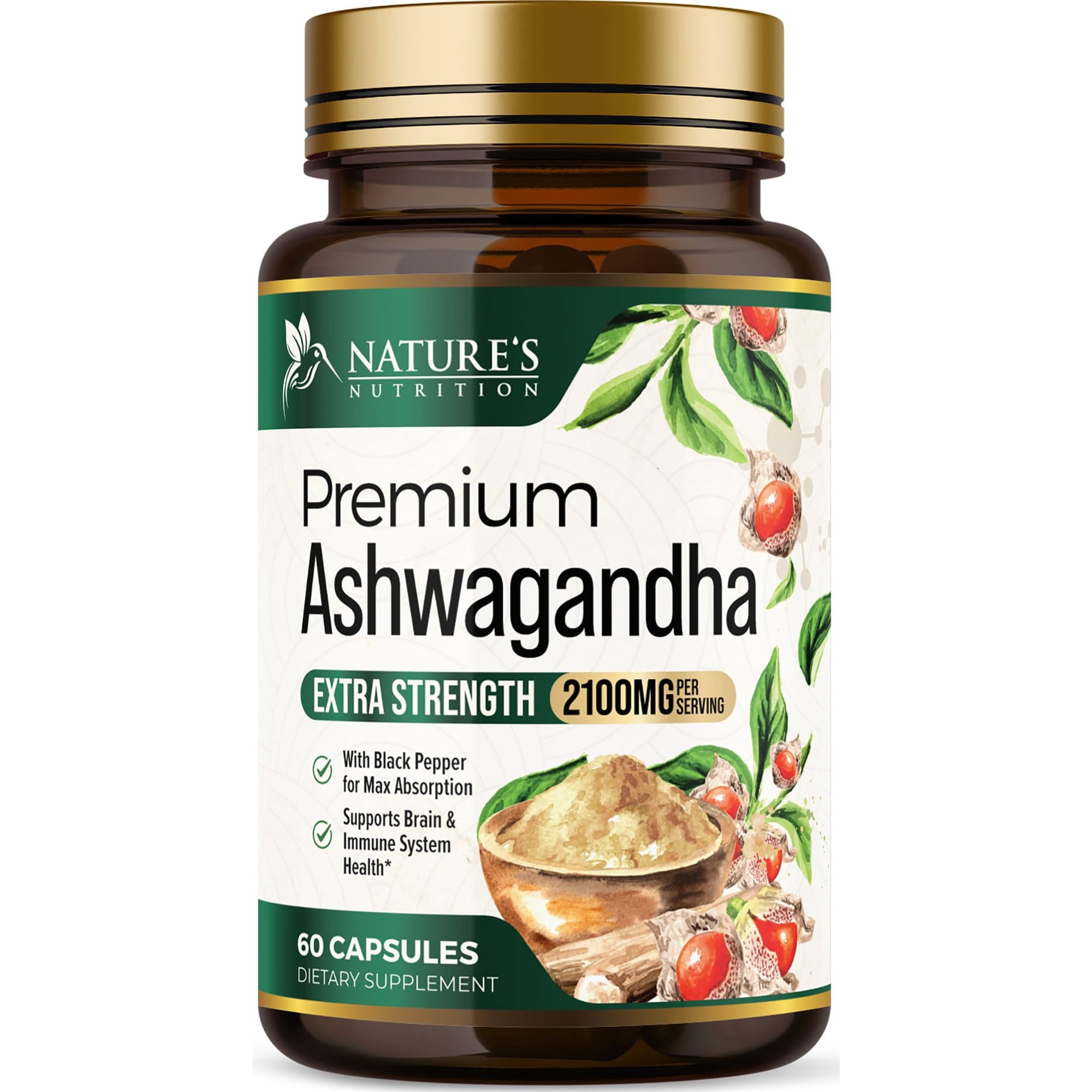 Ashwagandha Supplements - Premium Ashwagandha Capsule for Women & Men, Natural Antioxidant Support Ashwa Root Extract, Extra Strength Calm Support with Black Pepper, Vegan - USA Bottled - 60 Capsules