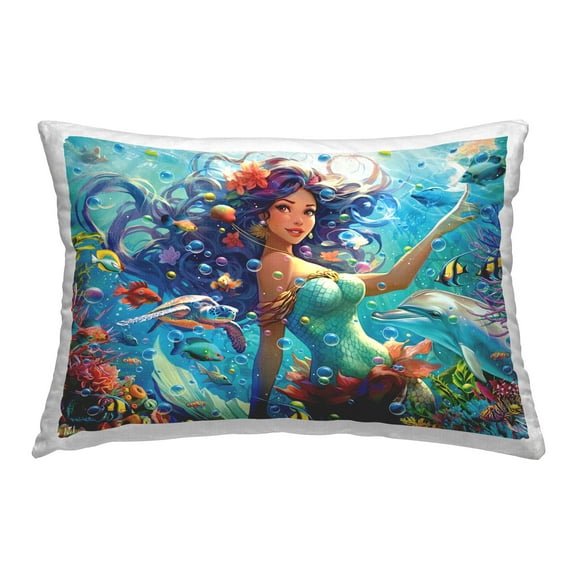 Stupell Industries Underwater Smiling Mermaid Decorative Printed Throw Pillow Design by Michael David Ward