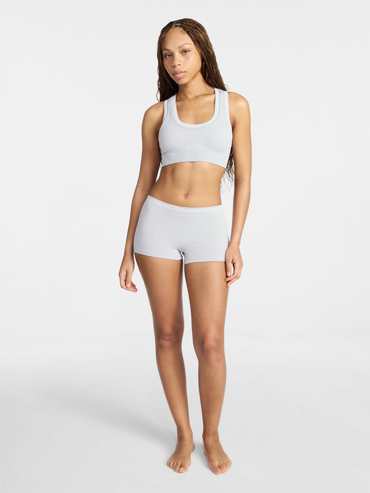 No Boundaries Seamless Racerback Bralette and Boyshort Set, 2-Piece, Women's XS-XXXL