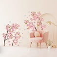 thumbnail image 3 of Calcomanías de pared de flores de cerezo en acuarela con mariposas - Decoración de vinilo con flores en color rosa pastel para dormitorio, baño, sala de estar, guardería, 3 of 9