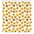 thumbnail image 3 of Emoji Shower Curtain, Smiley Face Character Illustration Feeling Happy Surprised Cool and In Love, Fabric Bathroom Set with Hooks, 69W X 70L Inches, Yellow Red Black, by Ambesonne, 3 of 3