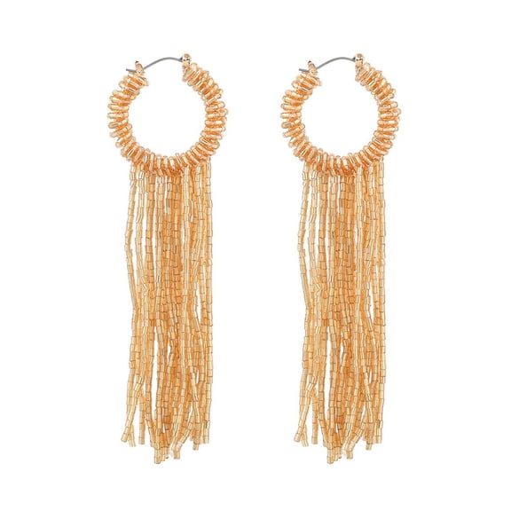 QDDollarsFun Gold Chandelier Tassel Earrings, Geometric Hoop Dangle Earrings for Women, Bohemian Braided Long Fringe Earrings, Cute Long Chain Statement Earrings, Golden Chandelier Linear Earrings