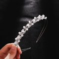 thumbnail image 4 of Diadema de boda con perlas, tocados de novia de doble banda plateada, accesorios para el cabello de cristal para mujer (1 unidad), 4 of 5