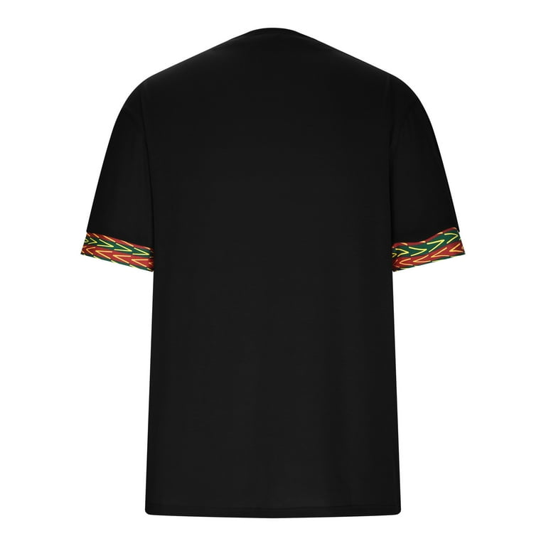 Penkiiy Men s Fashion Casual Ethnic Style Printed V neck T shirt