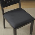 thumbnail image 6 of Ktaxon 2 PCS Dining Chairs, Farmhouse Padded Chairs, Rattan Upholstered Seating for 2, Solid Rubber Wood, Matte Black, 6 of 6