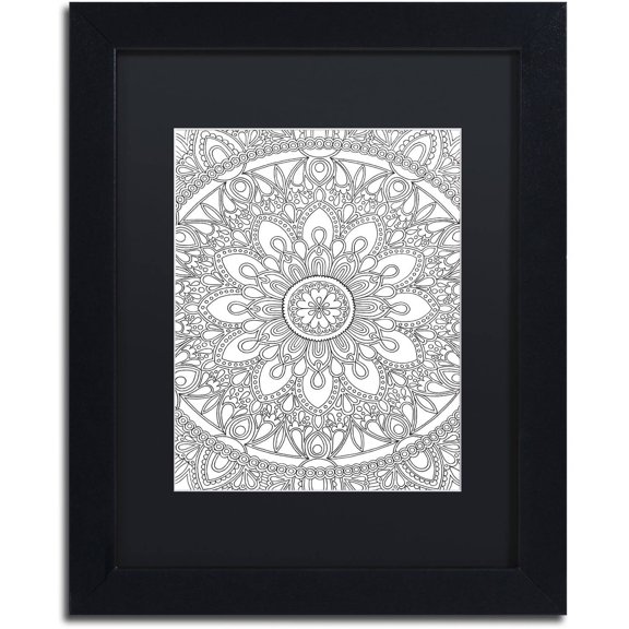 Trademark Fine Art "Delightful Mandala" Canvas Art by Hello Angel, Black Matte, Black Frame
