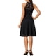 thumbnail image 3 of Vestido de cóctel elegante sin mangas con cuello halter de encaje floral A-Line S Negro, 3 of 5