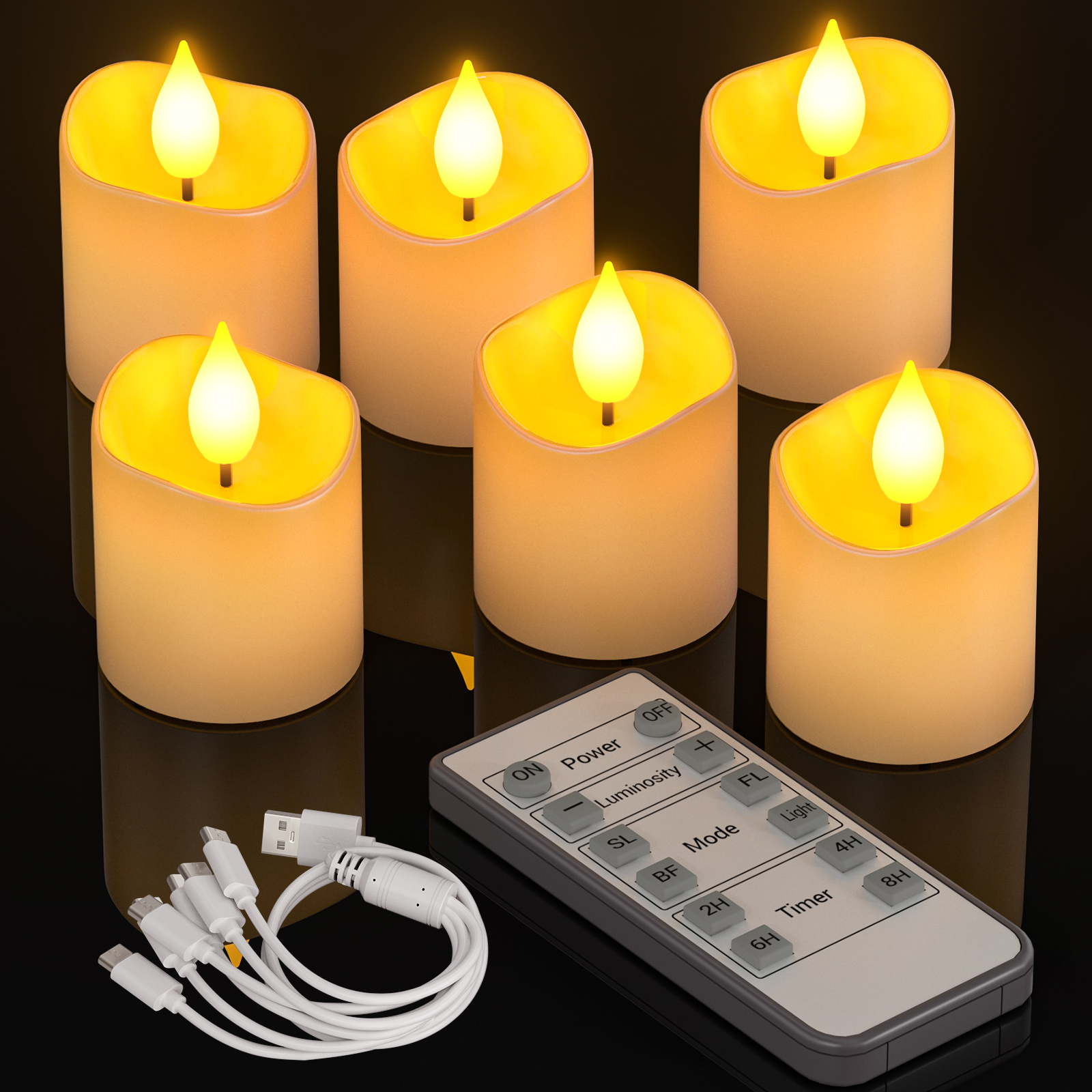 PChero Rechargeable Flameless LED Candles, Set of 6 photo 1