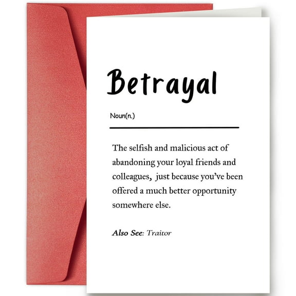 Betrayal Greeting Card - Hilarious Definition Card for Friends - Perfect for Any Occasion