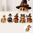 thumbnail image 3 of Wooden Monster Halloween Decorations Indoor, Handcrafted Rustic Farmhouse Tabletop Decor,Halloween Decor,Skeleton Pumpkin Ghost Scarecrow Mummy Mantel Shelf Fall Gift for Home Decor Lovers-D, 3 of 5
